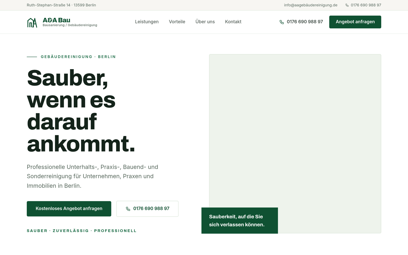 Website von A&A Bau – Bausanierung und Gebäudereinigung Berlin