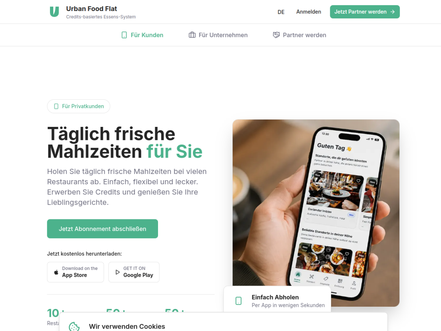 Urban Food Flat – Website und Mobile App